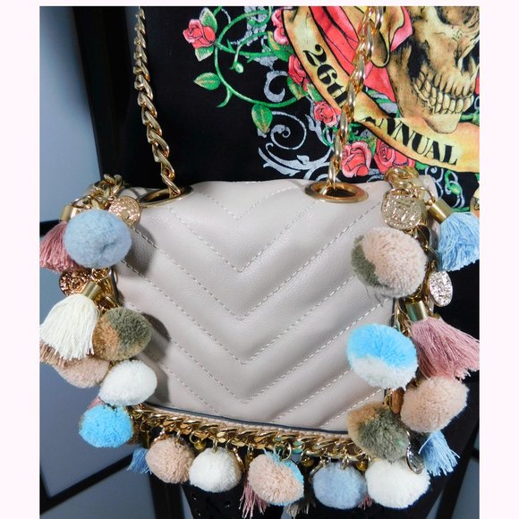 Aldo Handbags - Aldo Blush Pom Pom Shoulder Bag CLOSING CLOSET SEPT 30TH 50% OFF
